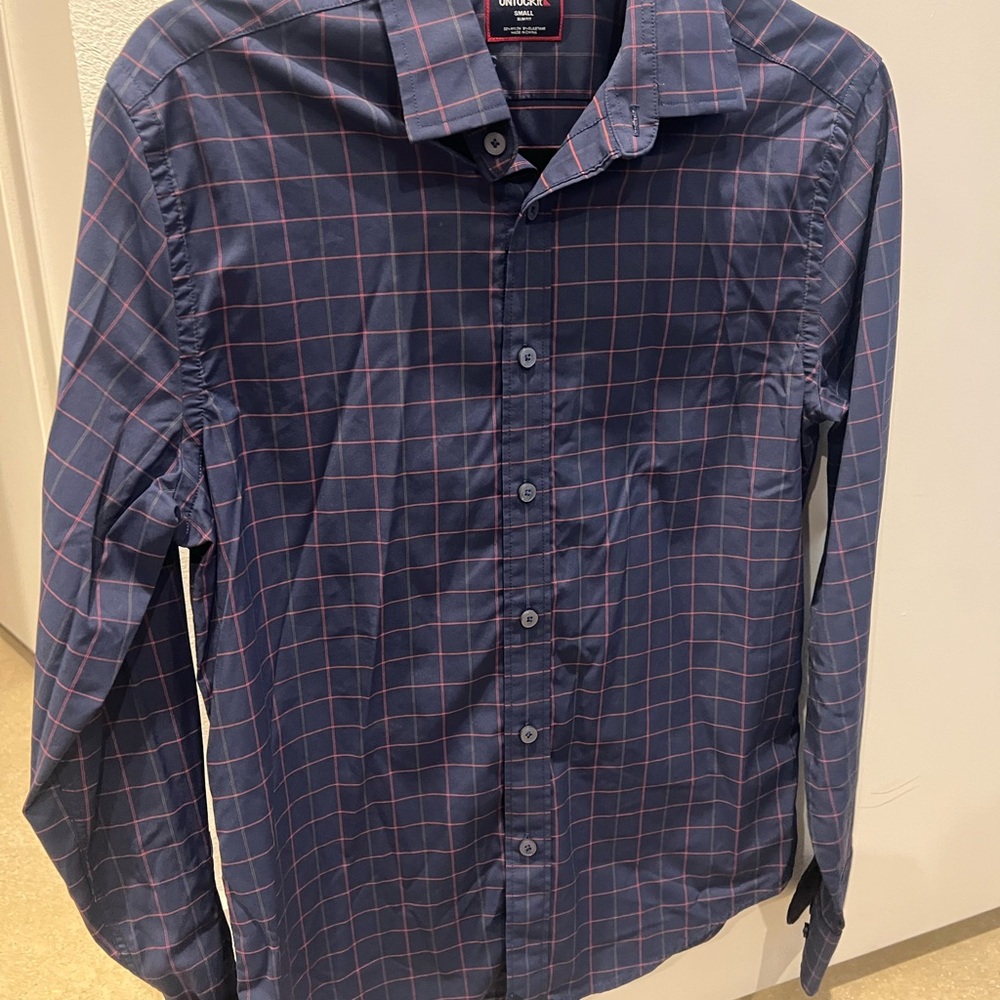 UNTUCKit - Men's Navy and Red Checkered Shirt